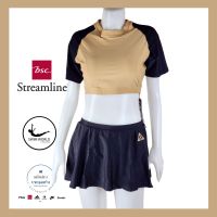 (S-L) ชุดว่ายน้ำ ชุดเล่นกีฬา ออกกำลังกาย BSC Streamline เสื้อครอปแขนสั้น กระโปรง