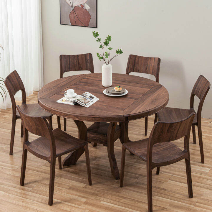 New Chinese Style Simple North American Black Walnut round Table Log