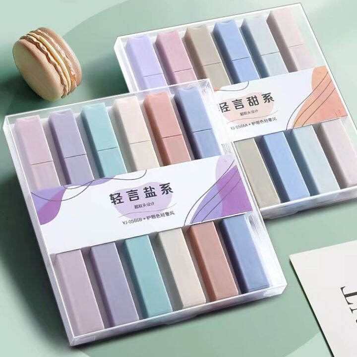 6 Colors Highlighter Pen Macaron Morandi Candy Color Mark Pens For ...