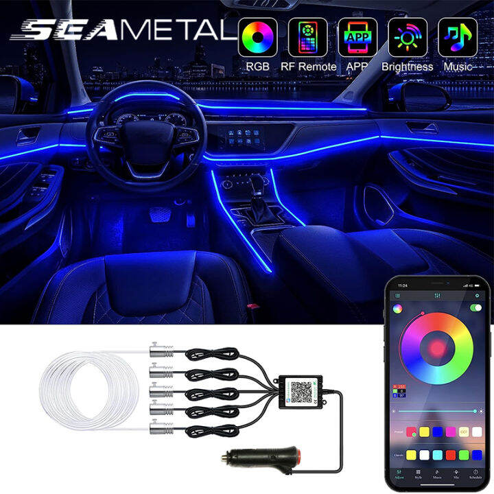 Car Atmosphere Light Kit 12V RGB Ambient Light Strip Bluetooth Connection Phone APP Control for