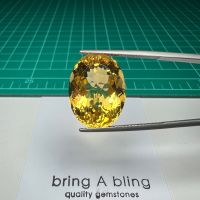 ซิทริน Citrine น้ำหนัก 18.90 ct (18.2x15.7x11)mm เม็ดนี้สวยมากเหสีองทอง พลอยธรรมชาติ ไฟเต็ม ค่อนข้างสะอาด