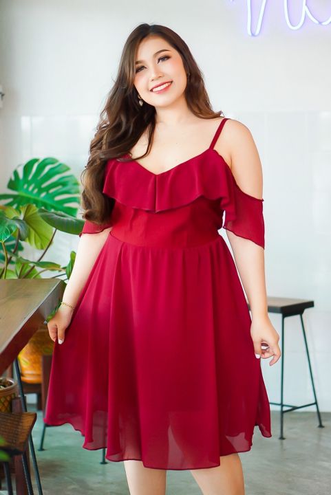 เดรสสายเดี่ยว-plus-size-พลัสไซส์-bigsize-ผ้าชีฟอง-ชุดเที่ยวสาวอวบ-ชุดไปทะเล-เดรสไปทะเล-เดรสผ้าชีฟอง-เดรสผ้าสกินนี่-ชุดราตรี-ไซส์ใหญ่-สาวอวบ-คนอ้วน