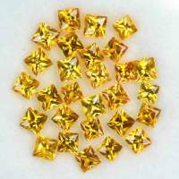 ไพลินเหลือง 3มม. 3.5มม. ทรงเหลี่ยม พลอยแท้ 100% Yellow sapphire 3mm, 3.5mm square shape 100% natural gemstone