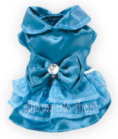 ชุดเดรสน้องหมา แมว BLUE TEAL Dog Dress Pet Clothes Cat Costume ใส่ประกวด สวยหรู อวดผู้