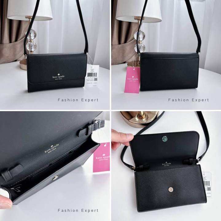 ของแท้100-กระเป๋าสะพาย-kate-spade-brynn-small-flap-crossbody-black-saffiano-k4804