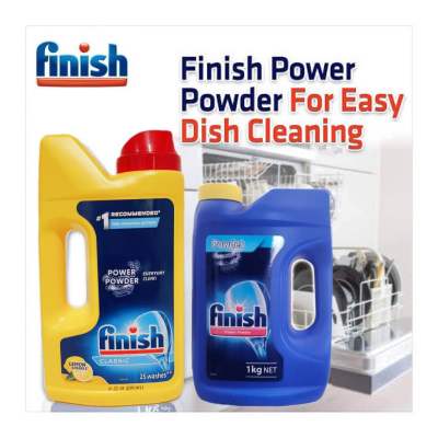 [เก็บโค้ดส่งฟรี] Finish dishwasher classic power powder lemon Sparkle 1KG ฟินิช ผงล้างจาน สำหรับเครื่องล้างจาน อัตโนมัติ