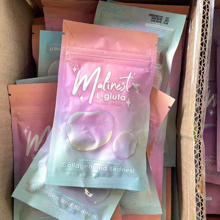 มาลิเนส-แอลกลูต้า-คอลลาเจน-malinest-l-gluta-collagen-มาลิเนส-กลูซีต้า-glu-c-ta-ของแท้100-15-แคปซูล