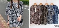 New Rich พร้อมส่ง ​เสื้อคอกลมพิมพ์ลาย​ Zebra งานป้าย