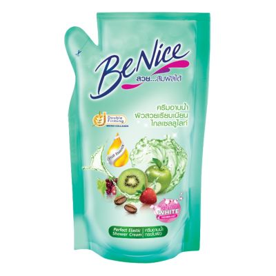 Benice Cellulite Protection Shower Cream 400ml.Refill บีไนซ์ ครีมอาบน้ำ สูตรเพื่อผิวนุ่มกระชับ เขียว 400 มล. ถุงเติม