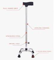 ไม้เท้าสแตนเลสพยุงการเดิน 4 ขา Stainless steel walking stick 4 legs