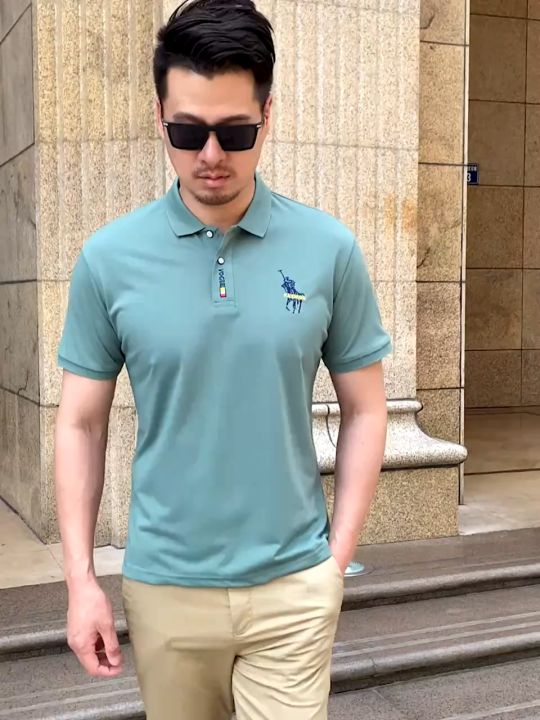 Men's Embroidered Polo Shirt Summer Short-sleeved T-shirt Casual Lapel ...