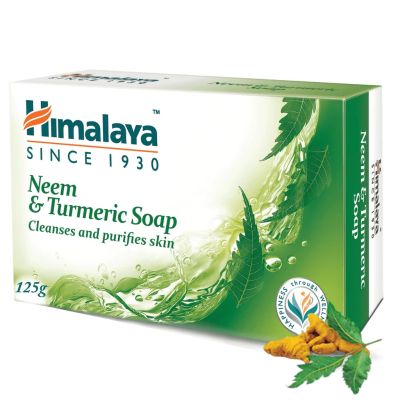 สบู่ลดสิว ทั้งหน้าและตัว คุมความมันลดเชื้อแบคทีเรีย ผดผื่น ลดกลิ่นตัวHimalaya Herbals Neem and Turmeric Soap 125g