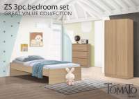 Tomato Home ชุดห้องนอน ZS 3pc bedroom set | ซื้อเป็นชุดคุ้มกว่า เตียงนอน 3.5ฟุต +  ตู้เสื้อผ้า + ตู้ลิ้นชัก | ชุดห้องนอน