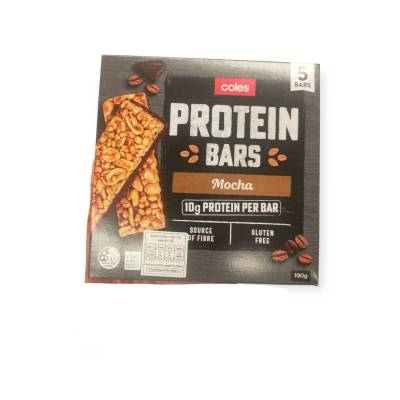 Coles 5Protein Bars Dark Mocha 190g.ธัญพืชชนิดแท่งผสมโปรตีนจากถั่วเหลืองอบกรอบและมอคค่า190กรัม