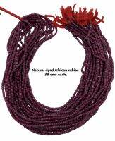 Natural African dyed colored rubies. 38 cms each ทับทิมย้อมสีธรรมชาติจากแอฟริกา  ตัวละ 38 ซม.