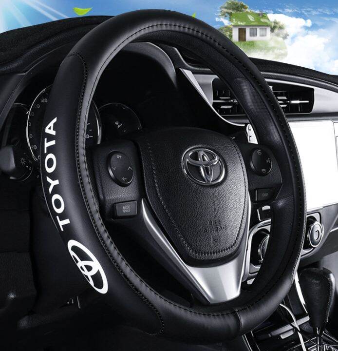 Genuine Leather Car Steering Wheel Cover for Toyota Avanza Vios Wigo