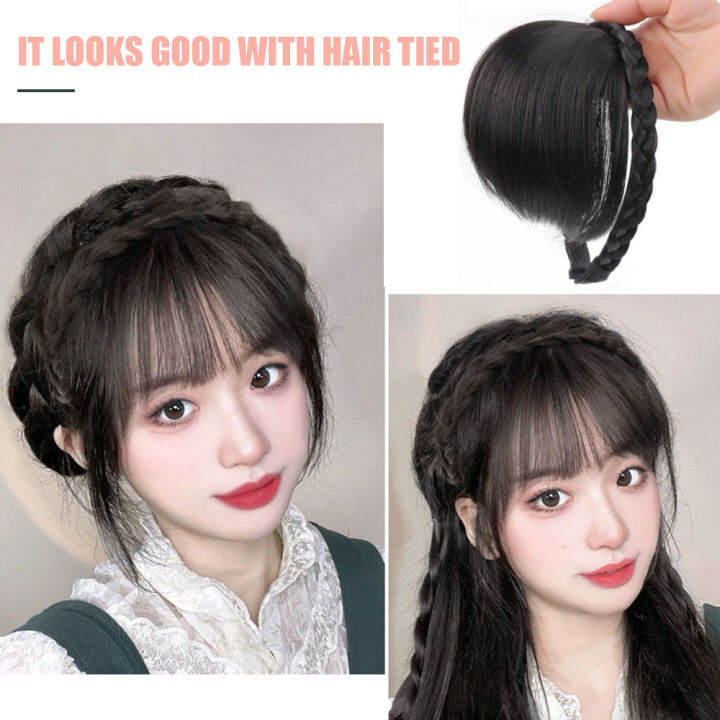 Lovely girls house♡】Wig Headband with Bangs Girl Fish Bone Braid Air