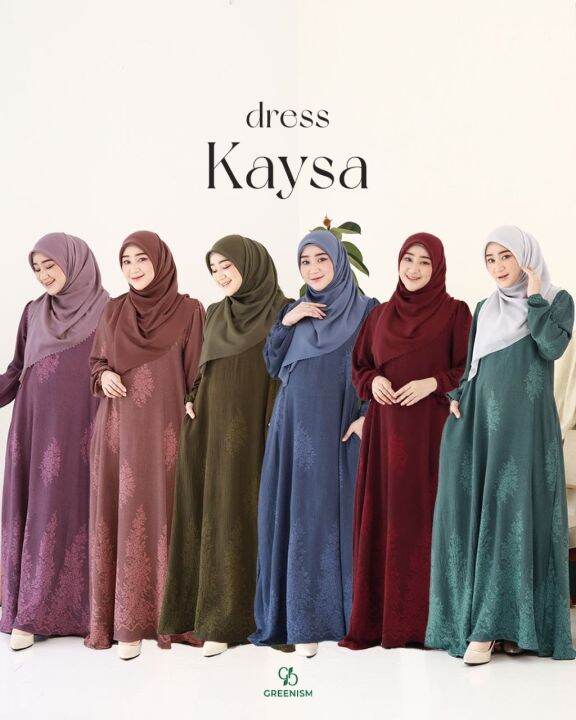 KAYSA DRESS BY GREENISM GAMIS ELEGAN GAMIS WARNA BOLD | Lazada Indonesia