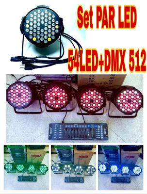 PAR LED 4 ตัว พร้อม DMX 512 พาร์ LED 54x3W PAR 54 LED 3w RGBW ไฟพาร์ LED discoไฟเวที ไฟดิสโก้เธค ไฟปาร์ตี้ รุ่น K-001