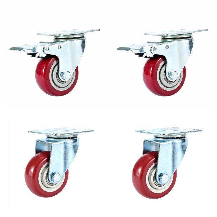 4 X Heavy Duty 4 Inch Rubber Wheel Swivel Castor Wheels Trolley Caster ...