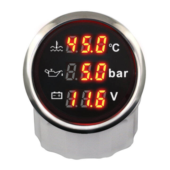 52mm 3 in 1 MultiFunctional Digital Gauge RPM Water Temp Fuel Level