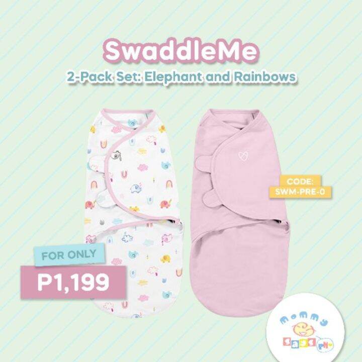 SwaddleMe Original Swaddle 2PK Elephants and Rainbows Lazada PH