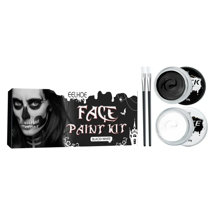 Eelhoe Halloween Face Paint Kit with Brush Black And White Body Face