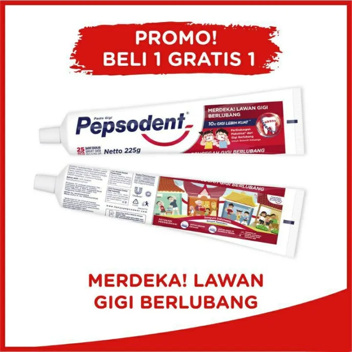 Pasta gigi Pepsodent 225gr beli 1 gratis 1 | Lazada Indonesia