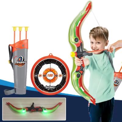 ของเล่นเด็ก ชุดยิงธนูมีไฟ ธนูเรืองแสง เป้ายิง 1 และลูกดอก 3 ให้เด็กๆฝึกความแม่นยำ สร้างสมาธิได้ดี