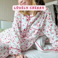 Lovely Cherry?❤️✨ชุดนอนแขนยาวขายาวลายเชอรี่หัวใจ