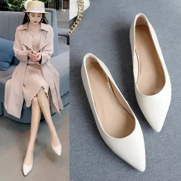 White flats pointed on sale toe