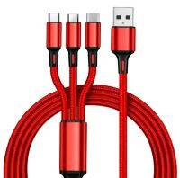 สุดคุ้มพกเส้นเดียวครบ Hxun 3in1 Fast Charging USB Cable สายชาร์จมือถือ 3 IN 1 Type-c /Micro / Lightning ยาว 1.2เมตร