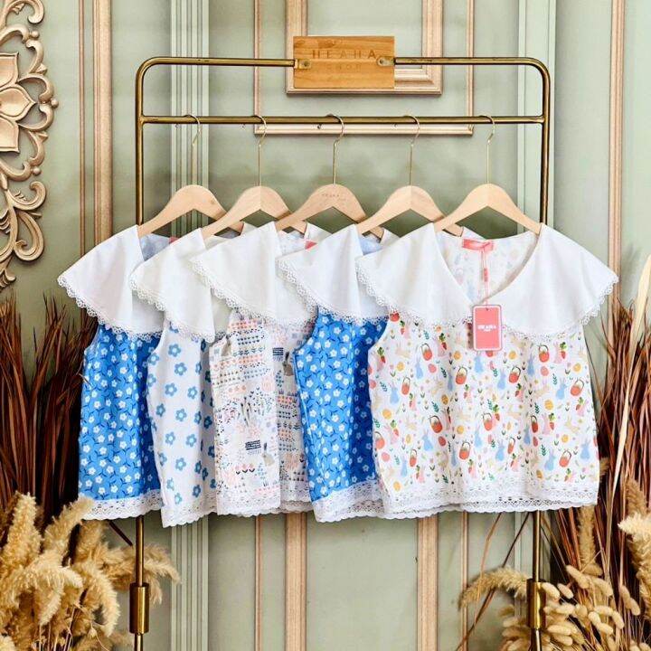 พร้อมส่ง-heaha-เสื้อคอบัว-แต่งลูกไม้ระบายเพิ่มความน่ารัก-อกใหญ่ใส่สบาย-รีบเลย