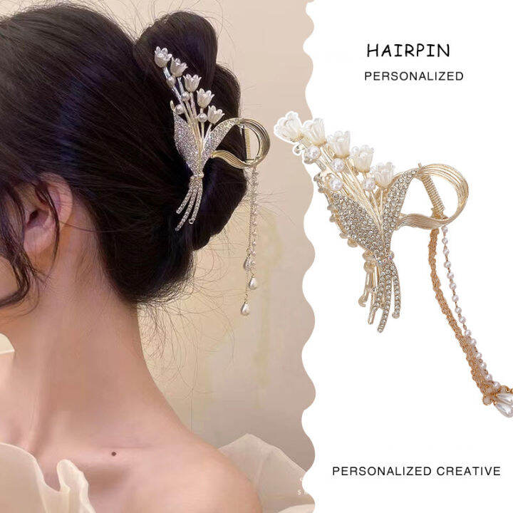 New Rice Flower Tassel Metal Hair Claw Crab Clip For Women Girls Hair Clip Hair Accessories | Lazada New Rice Flower Tassel Metal Hair Claw Crab Clip For Women Girls Hair Clip Hair Accessories | Lazada