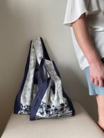 ถุงผ้า คู่ set 2ใบ ใหญ่และเล็ก ลายเดียวกัน มีชุดเดี่ยว ซักได้ reusuable shopping bag พับได้ มีซับใน