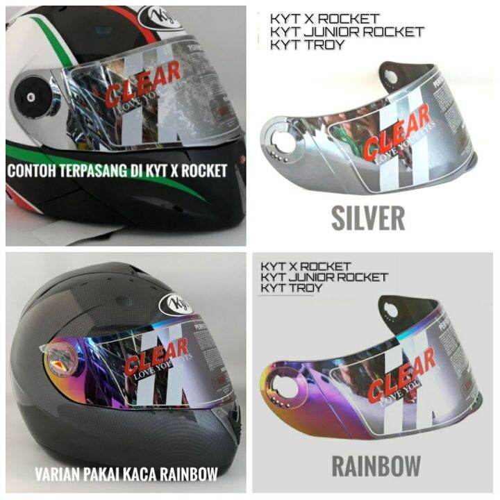 VISOR KACA HELM KYT X ROCKET TROY SILVER RAINBOW Lazada Indonesia
