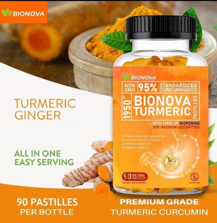 BIONOVA TURMERIC 90 pastilles (Quick relief for stomach pain, prevent