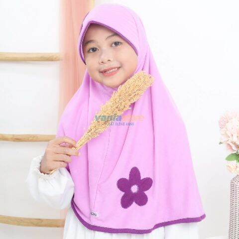 VANIA MUTHI Jilbab Bunga Ceplok Premium Size M Usia 8-13 Tahun (SD-SMP ...