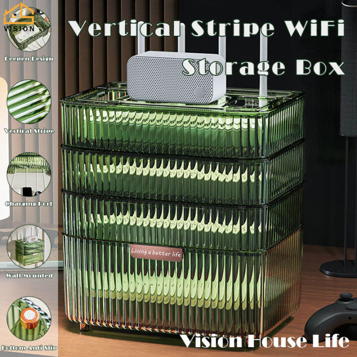Vision Nordic Multi Layer WiFi Router Storage Box Stackable Socket Wire
