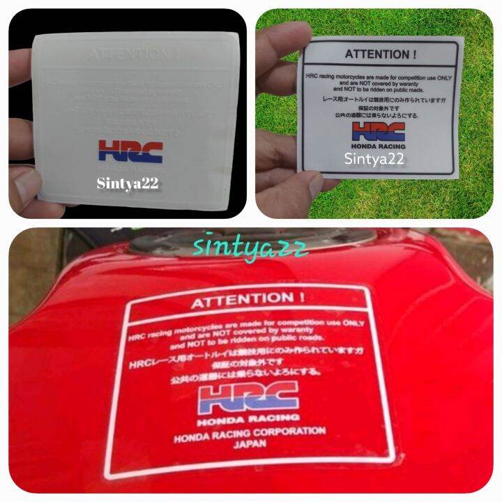 STICKER ATTENTION HONDA PERINGATAN HONDA WARNING HONDA HRC JAPAN TRANSPARAN Lazada Indonesia