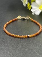 Orange garnet 2MM tiny beaded bracelet for women.