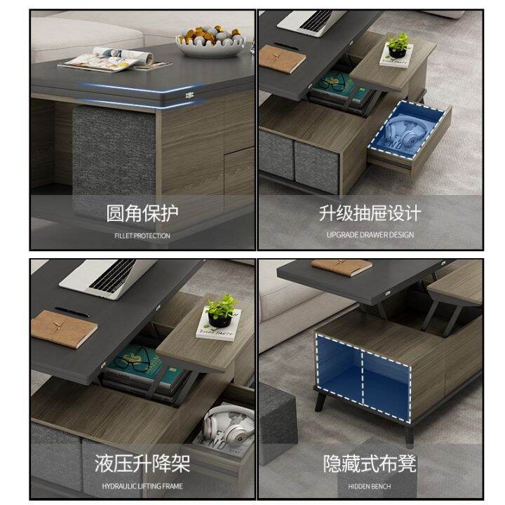 Nordic Lifting Coffee Table Changing Dining Table DualUse Integrated Folding Retractable Small
