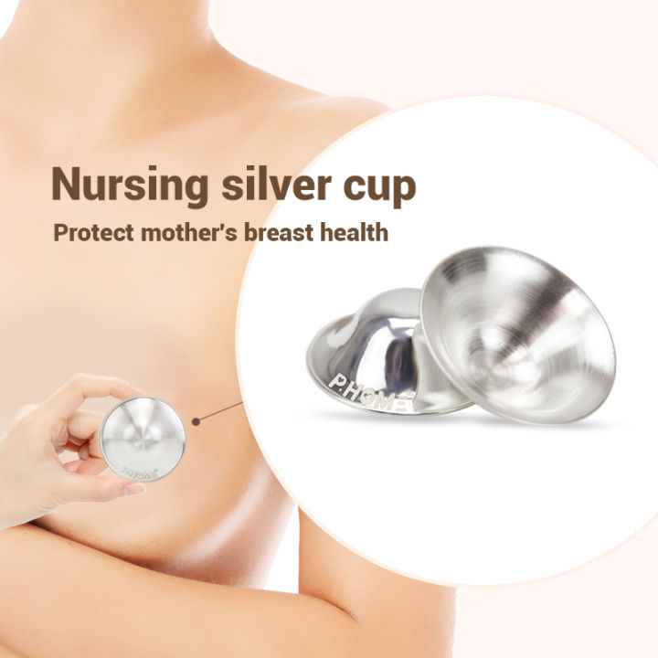 the Original Silver Nursing Cups, s Metal Nipple Covers for Breastfeeding,  Nursi