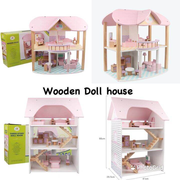 Wooden Doll house and Wooden Three Story Doll Room Toys Lazada PH
