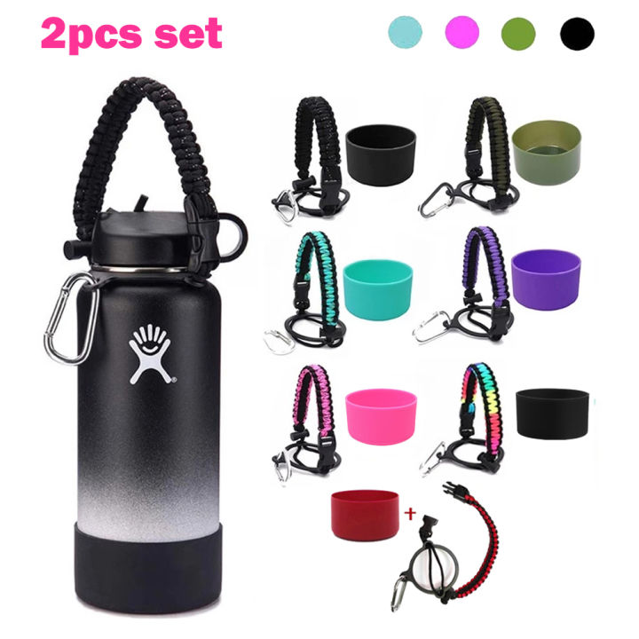 Paracord Handle and Silicone Bottom Protective Cover For Hydro Flask 32 &  40 oz