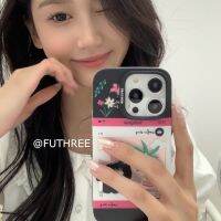 Futhreee สไตล์เกาหลี ins น่ารักลูกสุนัขสีดำภาพประกอบวันหยุดฤดูร้อนเหมาะสำหรับ iPhone 14PROMAX คลุมขอบทั้งหมด iphone13/12เคสป้องกันเคสโทรศัพท์มือถือผิวหยาบสองชั้นกันกระแทกการ์ตูน