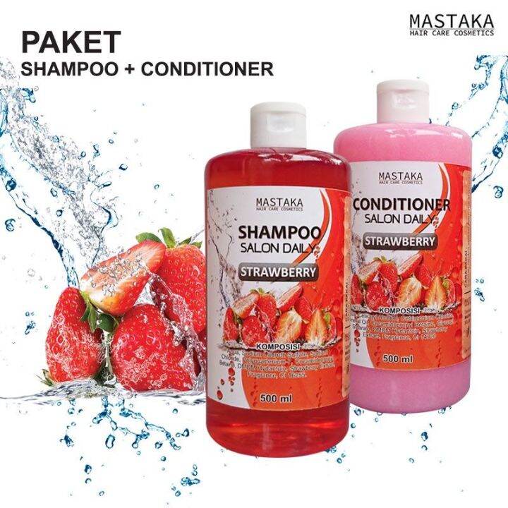 Paket Salon Daily Shampo Dan Conditioner Strawberry 500mL Mastaka