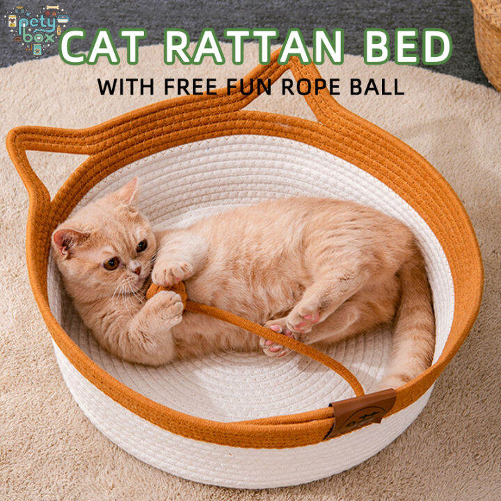 [Pety Box] Cat Bed Summer Cat Rattan Bed Scratch Board Kitten Puppy Pet