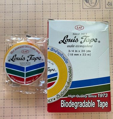 เทปใส เทป ตราหลุยส์เทป Louis Tape หน้ากว้างขนาด1/2นิ้ว ขนาด3/4นิ้ว มีเหล็กสำหรับตัดเทป