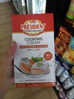 ecook ฝรั่งเศส ครีมแท้ ชนิด คุกกิ้งครีม ยูเอชที 18% 555​ president professionnel cream cooking 1L